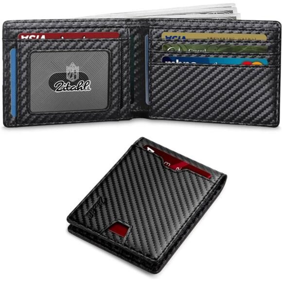 Slim Wallet for Men with Bill Compartment RFID Leather Bifold Men - Picture 1 of 6